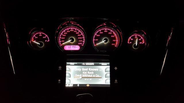 Purple/pink gauges w/white radio buttons