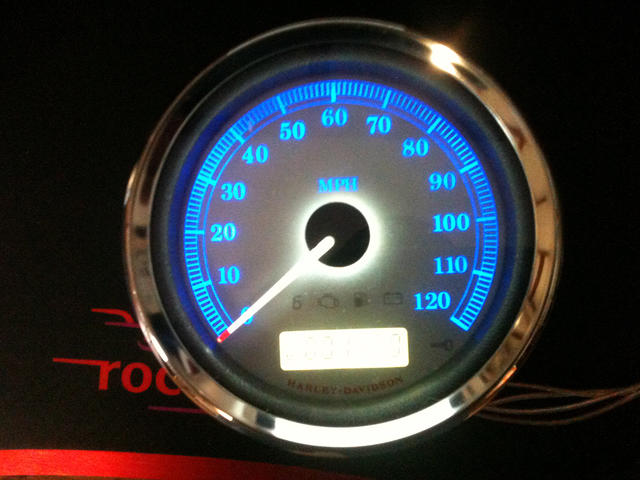 Blue Gauges w/White Needles and White Mileage