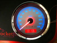 Blue Gauge w/Red Needles and Red Mileage