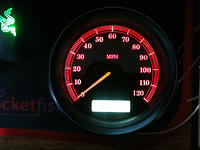 Red Gauge w/Yellow Needles and White Mileage